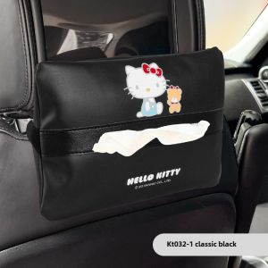 100% Authentic Sanrio Hello Kitty Car Tissue Box PU Leather Multifunctional Strap Fixed Storage Box for Car LFB273