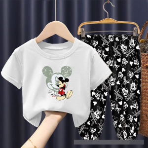 NEW ชุดเซ็ทกางเกงขาวยาว+เสื้อยืดลายการ์ตูนต่างๆ ใส่ได้ทั้งเด็กผู้ชาย และ เด็กผู้หญิง ผ้าฝ้าย แฟชั่นเด็ก อายุ3-101ปี ไซส์100-140 CM