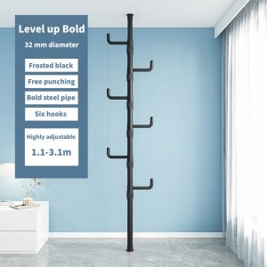 Adjustable Clothes Drying Rack Floor To Ceiling Tension Pole Hanger Stand Bedroom Telescopic Coat Hanger