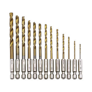 Bộ 13 Mũi Khoan HSS - Chuôi Lục Giác Phi 1.5-6.5mm - Cao Cấp Dùng Cho Gỗ Kim Loại