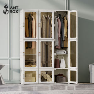 ANTBOX [พร้อมส่ง!! ] ตู้เสื้อผ้า 15 ช่อง 3 แขวน 890L ประตูใสโปร่งแสงมองเห็นด้านในได้ สไตล์โมเดิร์น เหมาะกับการแต่งห้องทุกสไตล์
