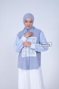 KEMEJA CANNISA SHIRT SERIES BY SECOND SIGN BAHAN COTTON BLASTER MIX BRUKAT ALL SIZE ATASAN WANITA PREMIUM