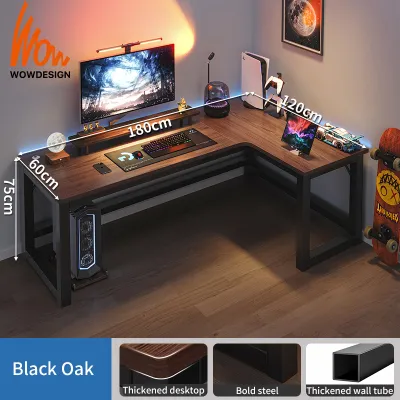 L Shape Office Table High Quality Home Office Table 140/160/180CM Computer Desk with CPU Stand Meja Belajar Meja Komputer Meja Gaming