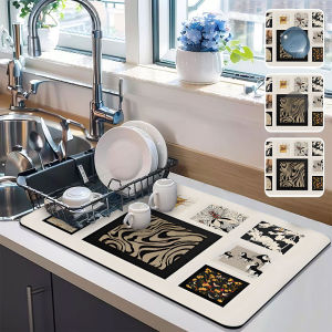1pc Flower Dish Drying Mat Kitchen Absorbent pad diatomite place mat Tableware drying mat