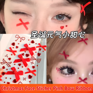 【Sparkling Christmas Glam】Christmas Face Sticker Pink Bow Ribbon/Diamond Face Stickers / Christmas Makeup Stickers / DIY Eyes Face Makeup Sticker /Christmas Hot Decorate