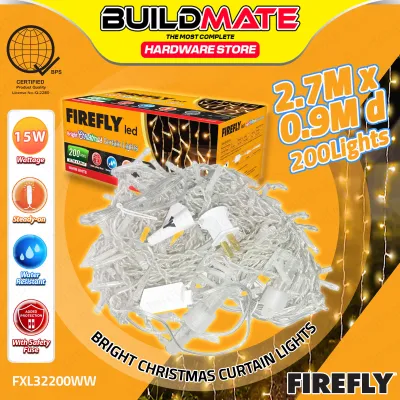 BUILDMATE Firefly 15W LED Bright Christmas Curtain Light Warm White Steady-On / Night Sky Blinking Curtains Lighting