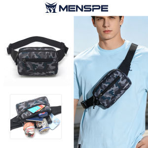 MENSPE Men Sports Waist Bag Fashion Men Bag Chest Bag Shoulder Bag Sports Bag Waterproof Oxford Three Zipper Large Capacity Design Running Bag Portable Gym Bag for Running Cycling Hiking Walking