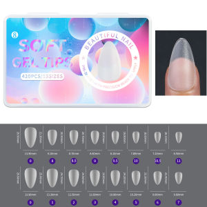 420Pcs/Set Soft Gel Tips  with Storage Case Almond Oval Full Cover Matte False Nail Tips Nail Extension Tool