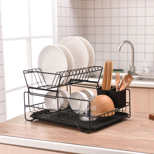[Local Seller] Black Stackable Dishrack BTO DIY Modern Style Design Kitchen Shelf Dish Rack 叠放双层碗碟架全套