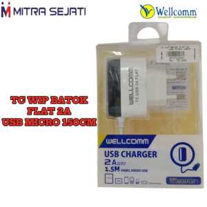 Wellcomm Travel Charger WIP Batok Flat 2A USB Micro 150CM