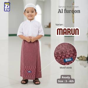 Sarung Anak Instan Al-Furqon Motif Etnik Bahan Linen by Little Zizu