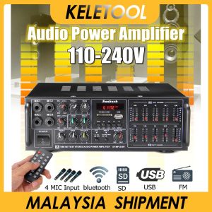2000W Power Amplifier Theater AC 220V 12V BlueTooth 5.0 Audio Stereo Support FM USB SD Home With Remote audio mixer sunbuck power mixer amplifier karaoke bluetooth home pa sistem Karaoke Amp M power Pa system home teater Ampli bmb