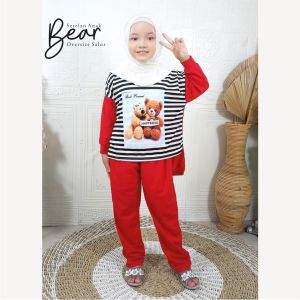 CF Kids Setelan Anak Perempuan Oversize Bear Salur