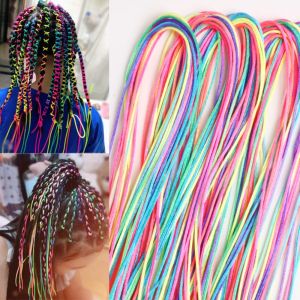 HEALMEYOU Long Soft High quality Rope Strands Kids Cute Princess Decor Children Mix Colorful Hair Braids Hair Ribbons Girl DIY Ponytail African Braid