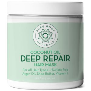 Coconut Oil Hair Mask Deep Conditioner for Color ed Hair 8.8oz Sulfate free formula that moisturizes and repairs dry damaged curly natural hair adds softness and shine
