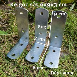 Ke góc thép mạ kẽm 6x9x3cm dày 2mm – Phụ kiện cố định kệ bàn tủ – Chống gỉ bền chắc