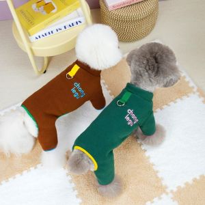 YUBAGUANB Soft Dog Four Legged Clothes Comfortable Thickened All Inclusive Dog Pajamas Autumn Pet Clothes With D-Ring Warm Dog Jumpsuit Walking
