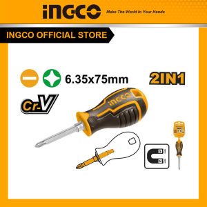 Tua vít 2 đầu thép CRV cán nhựa cao su INGCO AKISD0201 6.35X160MM /AKISD0202 6.35X75MM