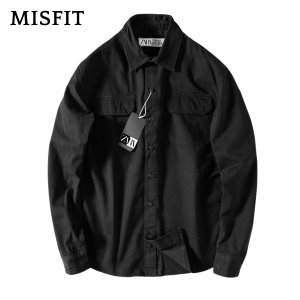 Áo sơ mi kaki nam dài tay form rộng MISFIT cao cấp sơ mi kaki 2 túi dày dặn chuẩn kaki