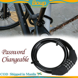 Changeable 4 Digit Bike Password Lock Anti Theft Combination Number Code Bicycle Lock Steel Cable Chain Security Safety Lock Bike Cycle Accessories For Motorcycle Electric Bike MTB