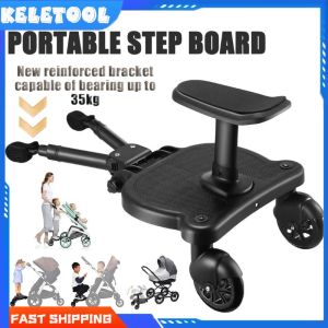 Stroller Step Board 2-in-1 Sit Stand Buggy Board with Detachable Seat Universa Connector for Baby Stroller Extension Portable Toddler Ride-On Board