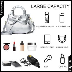 Womens Fashionable PU Cross Body Bag with Bow Accent Perfect for Travel and Everyday Use