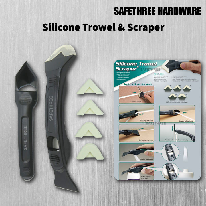 1 Set 7 pcs Silicone Trowel & Scraper for House Kitchen Dirt Remover and Finisher Cement