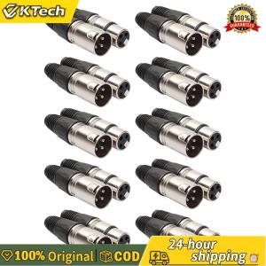 【Free Shipping】 20pcs 3 Pin Plug Connector Socket Panel Mount Chassis 10 Male 10 Female Cannon XLR Connector Zinc Alloy Audio Microphone Connector for Power Amplifier