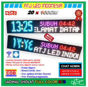 Jadwal sholat digital full LED jam adzan iqomah masjid musholla RGB Full Color warna