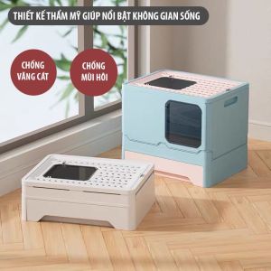 Khay Vệ Sinh Cho Mèo Có Ngăn Kéo Thông Minh Nhà Vệ Sinh Cho Mèo 2 Cửa Chống Mùi Chống Văng Cát