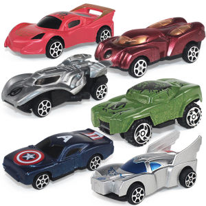 6 in 1set Avengers Car mobilization childrens boy pull toy car Birthday cake topper
