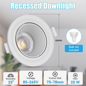 CHENBEN Tricolor Recessed Downlight GU10 Replaceable Bulb Spotlight LED 3 Colors Ceiling Light Square/Round Casing Housing Lamp for Livingroom