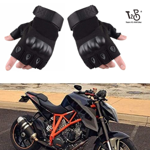 T2P Motorcycle Half Finger Gloves Anti Slip Durable Hand Protection Motorbike Outdoor Glove