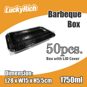 LuckyRich - Barbeque Box 1750ml Bento Box with lid cover 50pcs (Microwavable) food storage