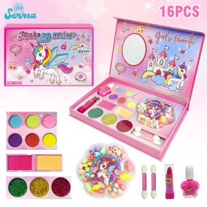 21 PCS Kids Makeup Toys Girls Real Makeup Kit Washable Non-toxic Makeup Toy Set R Beauty Makeup