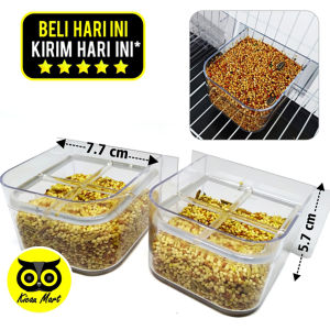 Kicau Mart Cepuk Cangkir Gelas Wadah Makanan Pakan Burung Akrilik Kotak Pox Ram Elite Song Untuk Biji Millet Milet Lovebird Kenari Dll CFRAMES