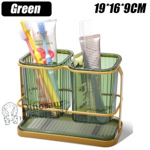 Toothbrush Holders for Bathrooms 2 Cups Wall Mounted Dry & Wet Separation Bathroom Organizers and Storage Bathroom Toothbrush Holder Set for Family Kids