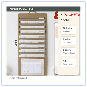 【Pure Care】 Foldable A4 Hanging File Folder / 8-Pocket Student Paper Organizer with Hooks