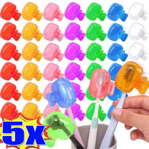 5Pcs Travel Toothbrush Head Covers Cap Toothbrush Head Protector Brush Pod Case Protective Plastic Clip Bathroom Brush Pod Case