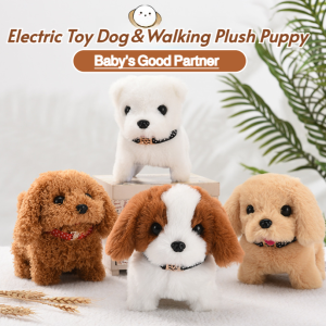 Plush Electric Toy Dog for Kids Realistic Walking Puppy Sound Movement Interactive Electronic Pet Dog for Play and Display