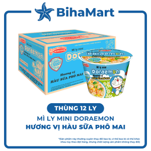 [THÙNG 12 LY] - ACECOOK - Mì ly mini Doraemon hương vị Hàu Sữa Phô Mai (48g/ly) - Mì ly trẻ em - Mì Doremon bổ sung canxi