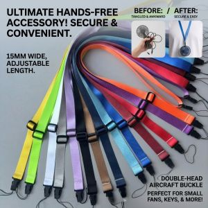 Lanyard Strap Adjustable Double End For Outdoor Travel/15MM Portable Hanging Rope/Fashion Neck Lanyard/Universal For Men Women/Sports Daily Use