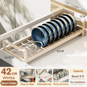 GSlife Carbon Steel Pull-Out Basket | Auto-Drying Pinggan | Solusyon sa Magulo at Basang Cabinet | Sliding Slide | Home Cupboard Storage Shelves Kitchen Cabinet Countertop Dish Rack Organizer with Drainer Racks