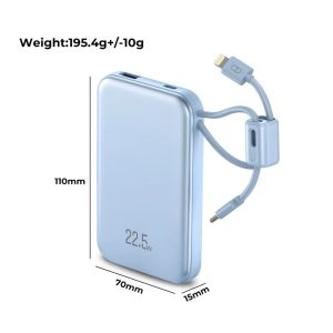 [CCC Certified] 20000mAh 22.5W Fast Charging  Ultra Capacity  Built-in Type-C & Lightning Cable