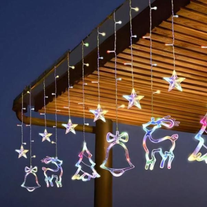 ไฟบรรยากาศตั้งแคมป์ สตริงไฟพลังงานแสงอาทิตย์ระเบียงตกแต่ง พระจันทร์เต็มไปด้วยดวงดาว ชาร์จพลังงานแสงอาทิตย์ กันน้ำ กันฝน และทนแดด