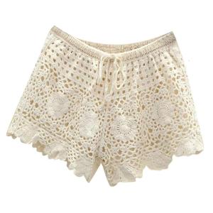 Lace Hollow Out Womens Shorts High Elasticity Comfortable Girls Fashion Bottoms for Casual Wear and Summer Outfits
