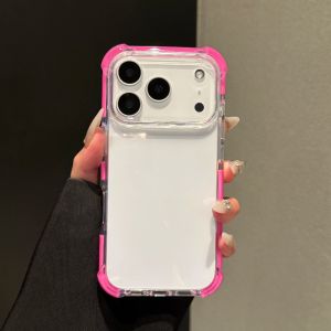 Shockproof Phone Covers for iPhone 17 16 15 Pro Max 17Air 17Pro Four Corners Anti-fall Transparent Case White Frame Bumper Shell