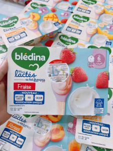 Date 2-3/2026 - Sữa chua Bledina Pháp dành cho bé ăn dặm từ 6 tháng vị dâu chuối xoài việt quất mâm xôi ( 1 lốc 6 hộp)