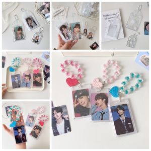 MMLUCK Acrylic PVC Card Cover Photocard Holder Love Heart Pendant Snowflake Photo Photocard Frame Sweet Korean Style Card Protective Case Card Decor