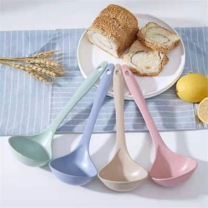 Hourser 4Pcs Wheat Straw Spoon Thickened Plastic Ladle Soup Spoon porridge spoon Kitchen Accessories Cookware Set